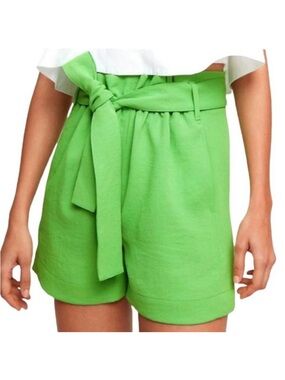 NEW Wilfred Gelas Paperbag High Rise Shorts Belted Lime Green Size 10
